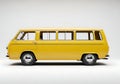Bright yellow vintage minibus against a white background Royalty Free Stock Photo