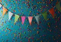 brightcolored bunting confetti on blue background Royalty Free Stock Photo