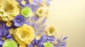 Yellow and Lavender Paper Flowers on a Warm Gradient Background