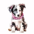 Cute Canine in Colorful Accessories: Border Collie Puppy Edition AI Generated