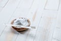 Brightening baking soda and toothbrush for environmentally friendly dental care