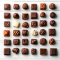 Brightly arranged assorted chocolates create a pleasing display perfect for celebrating Valentines Day, showcasing