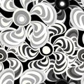 Brightly colored abstract flowers on a black background pattern vector illustration Royalty Free Stock Photo