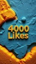 Brightly colored abstract texture showcasing the text celebrating 4000 likes in a vibrant artistic design Royalty Free Stock Photo