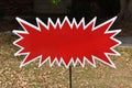 Brightly colored blank yard sign with a big wow factor Royalty Free Stock Photo
