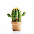 Happy Cactus In A Pot: A Post-processed Explosion Of Color And Expression