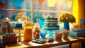 Brightly colored candies and sweet treats abound on a table set for a joyful birthday party, complete - ai generated