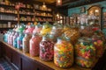 brightly colored candy shop with variety of sweet treats on display