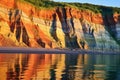 brightly colored cliff walls reflecting late afternoon sunlight