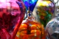 Brightly Colored Close Up Detail of Hand Blown Glass Ornaments Royalty Free Stock Photo