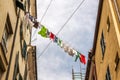Brightly colored clothes hanging on a line Royalty Free Stock Photo
