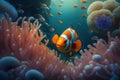 Brightly colored clown fish or Nemo fish.