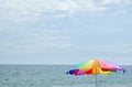 Brightly colored coloured beach umbrella