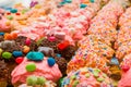 Brightly colored cupcakes at a kids party