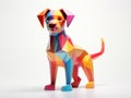 A brightly colored dog sitting on a white surface Royalty Free Stock Photo