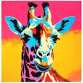 Pop Giraffe: Vibrant Pop Art Silkscreening By Jay Osborne Royalty Free Stock Photo