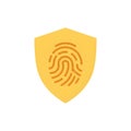 Golden Shield with Fingerprint Icon Representing Biometric Security Royalty Free Stock Photo