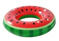 Brightly colored inflatable watermelon ring float for swimming pool fun isolated on white background Royalty Free Stock Photo