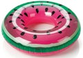 Brightly colored inflatable watermelon slice ring float for summer pool fun isolated on white background Royalty Free Stock Photo