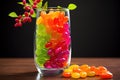 brightly colored jelly beans in a tall glass jar Royalty Free Stock Photo