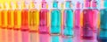 Brightly colored liquid-filled bottles on a clean surface, highlighted as sources of immunity from Royalty Free Stock Photo