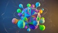 A brightly colored multicolored geometric sphere composed of Royalty Free Stock Photo
