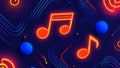 Brightly colored music notes and geometric shapes form a lively pattern Royalty Free Stock Photo