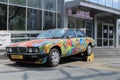 Brightly colored old museum car Royalty Free Stock Photo