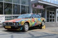 Brightly colored old museum car Royalty Free Stock Photo