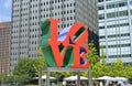 The brightly colored outdoor Love public sculpture in Love Park, in Philadelphia, Pennsylvania Royalty Free Stock Photo