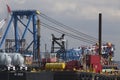 Brightly colored port loading equipment, New York and New Jersey Port Authority, New Jersey, USA Royalty Free Stock Photo