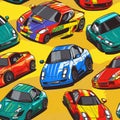 Brightly Colored Race Car Tile Background