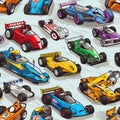 Brightly Colored Race Car Tile Background