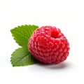 Brightly Colored Raspberry On Leaf: A Whistlerian Delight