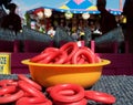 Classic fair game Ring Toss with bright colors Royalty Free Stock Photo