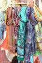 Brightly colored scarfs and veils Royalty Free Stock Photo