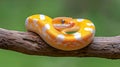 Brightly Colored Snake Coiling on a Branch in Natural Habitat