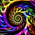 Brightly colored spiral on black background Royalty Free Stock Photo