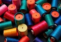 Colorful spools of thread arranged in a vibrant and eye-catching pattern Royalty Free Stock Photo