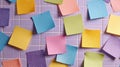 Colorful Sticky Notes Scattered on a Tiled Surface in a Creative Workspace During Daylight Royalty Free Stock Photo