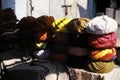 Brightly colored turbans in a shop