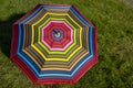 Brightly Colored Umbrella on Green Grass