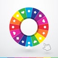 Brightly colored wheel of fortune