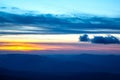 brightly colorful clouds in the evening sky. Lush colored clouds in the sky before sunset