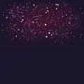 Brightly Colorful Fireworks celebration on twilight colorful fireworks vector on dark blue background with sparking bokehs. Royalty Free Stock Photo