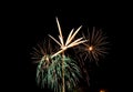 Brightly Colorful Fireworks isolated black background. New Year celebration fireworks Royalty Free Stock Photo