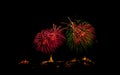 Brightly colorful fireworks and salute of various colors in the