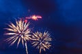 Brightly colorful fireworks and salute of various colors in the night sky. Independence Day, 4th of July, Fourth of July Royalty Free Stock Photo