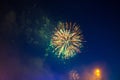 Brightly colorful fireworks 4th July fireworks. Fireworks display on dark sky background Royalty Free Stock Photo