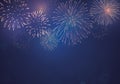 Brightly Colorful Fireworks on twilight backgroud Royalty Free Stock Photo